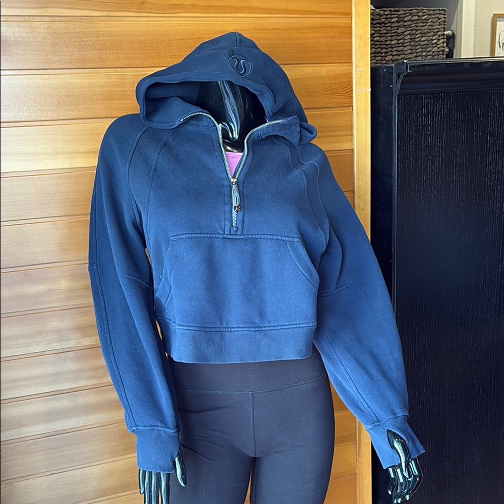 Lululemon Athletica Blue Oversized Cropped Hoodie